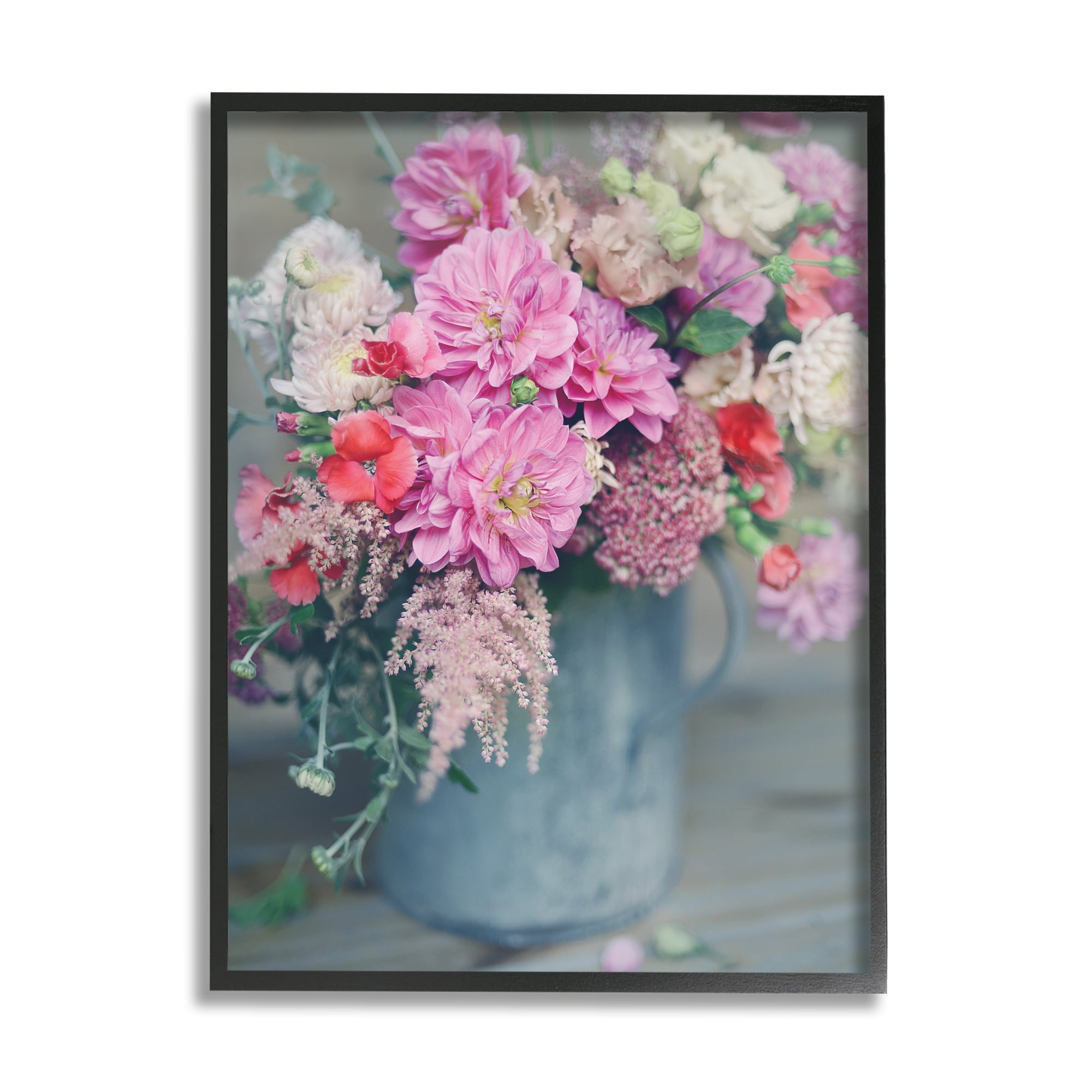 Stupell Industries Pink Floral Arrangement Soft Focus Grey Pot, 24 x 30, Designed by Sarah Jane