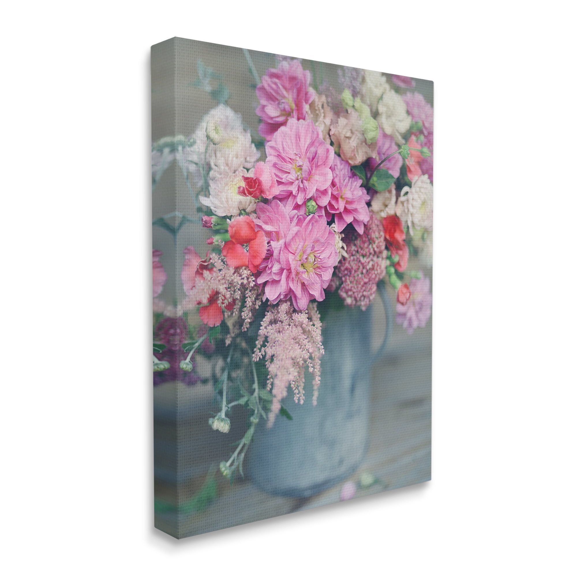 Stupell Industries Pink Floral Arrangement Soft Focus Grey Pot, 24 x 30, Designed by Sarah Jane