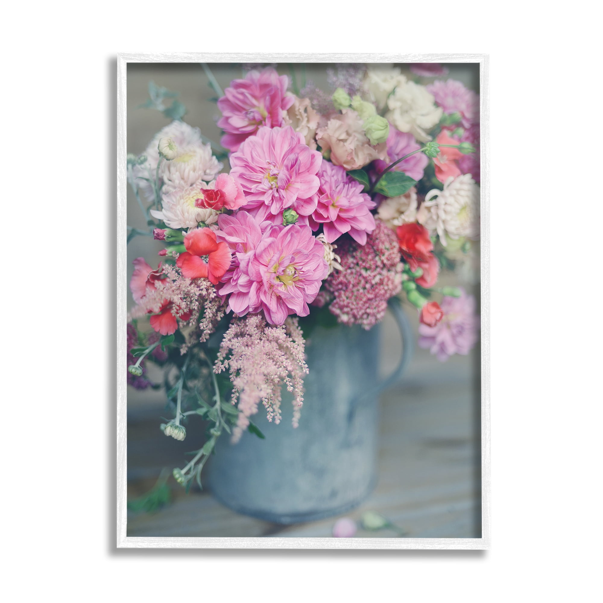 Stupell Industries Pink Floral Arrangement Soft Focus Grey Pot, 24 x 30, Designed by Sarah Jane