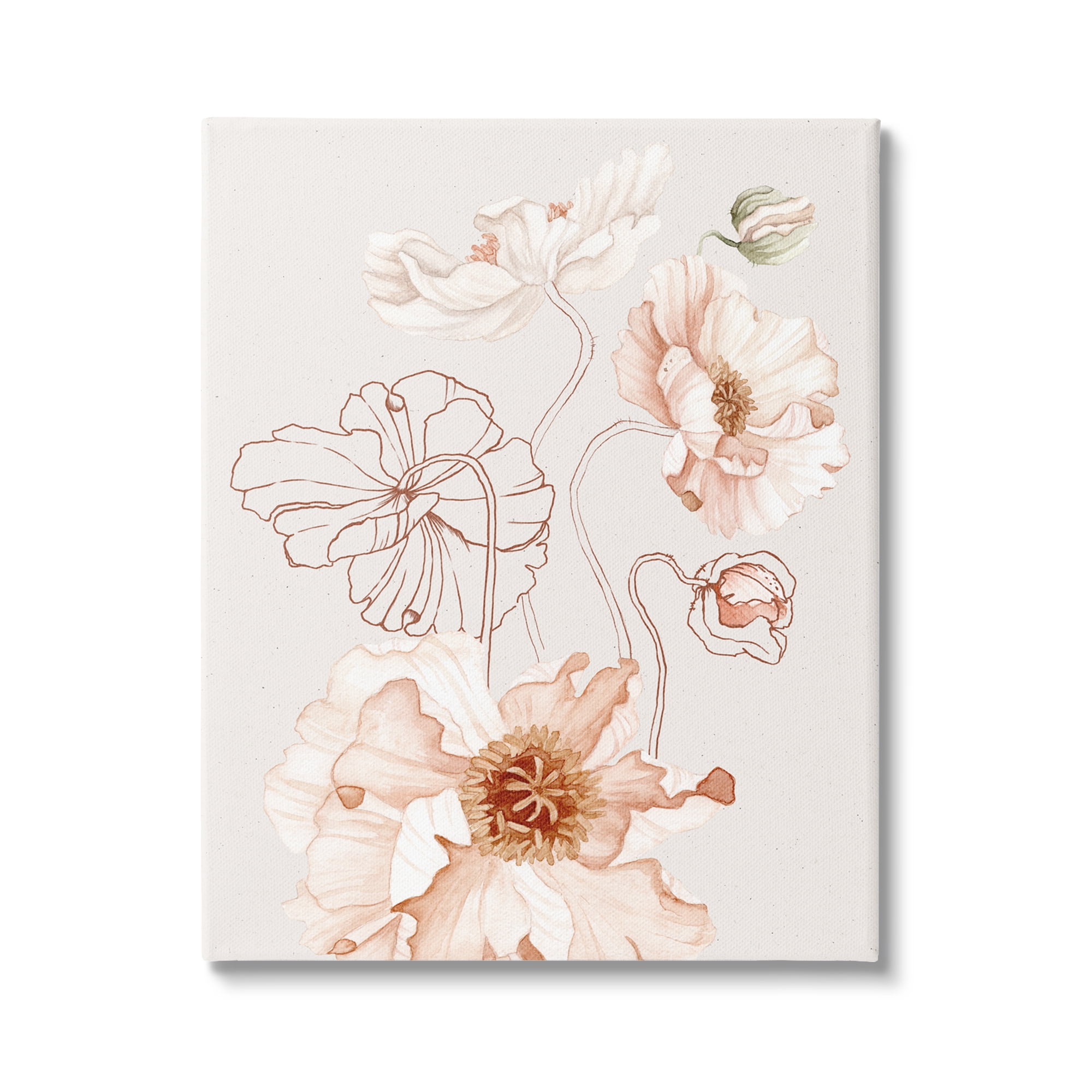 Stupell Industries Pink Floral Blossom Outline Petals Modern Design Canvas Wall Art, 36 x 48, Design by Ros Ruseva
