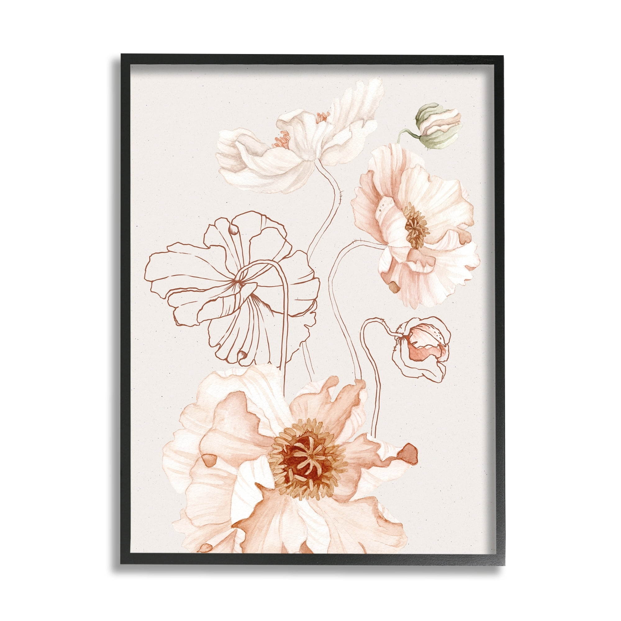 Stupell Industries Pink Floral Blossom Outline Petals Modern Design Framed Wall Art, 11 x 14, Design by Ros Ruseva