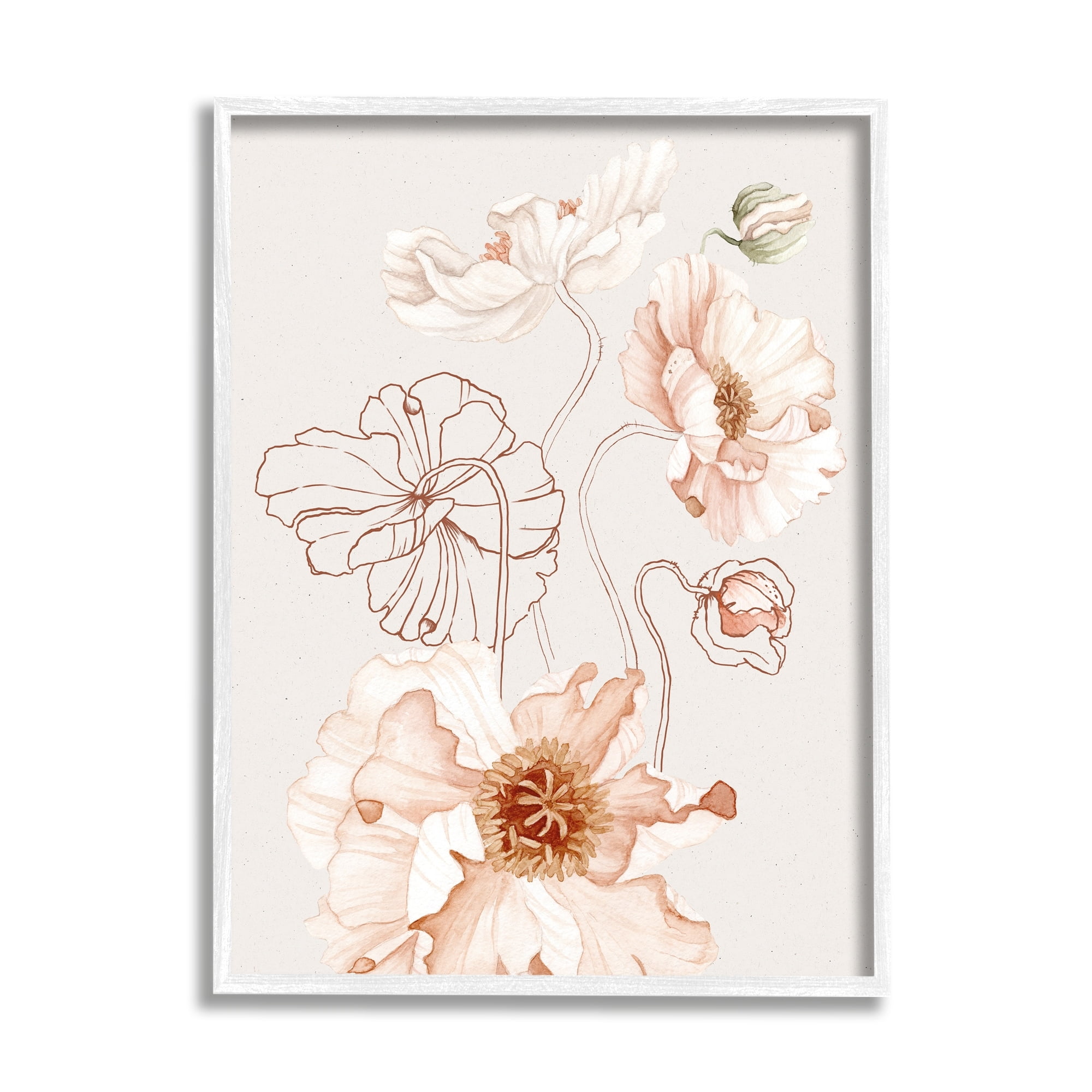 Stupell Industries Pink Floral Blossom Outline Petals Modern Design Framed Wall Art, 16 x 20, Design by Ros Ruseva