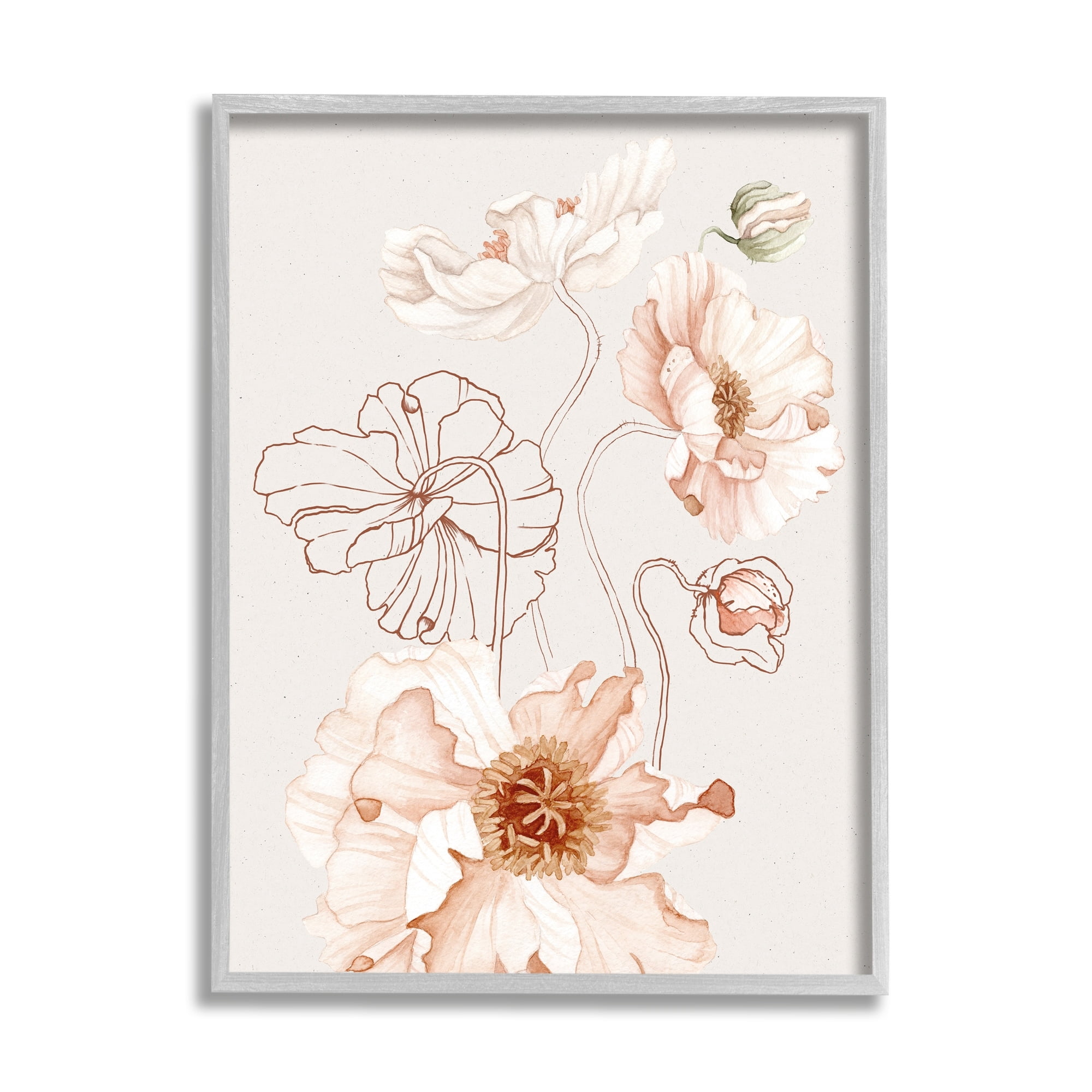 Stupell Industries Pink Floral Blossom Outline Petals Modern Design Framed Wall Art, 16 x 20, Design by Ros Ruseva