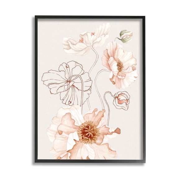 Stupell Industries Pink Floral Blossom Outline Petals Modern Design Framed Wall Art, 24 x 30, Design by Ros Ruseva