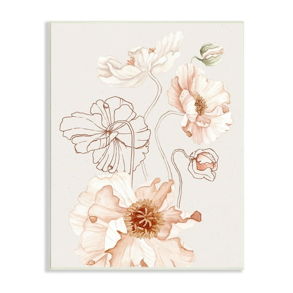 Stupell Industries Pink Floral Blossom Outline Petals Modern Design Wood Wall Art, 13 x 19, Design by Ros Ruseva