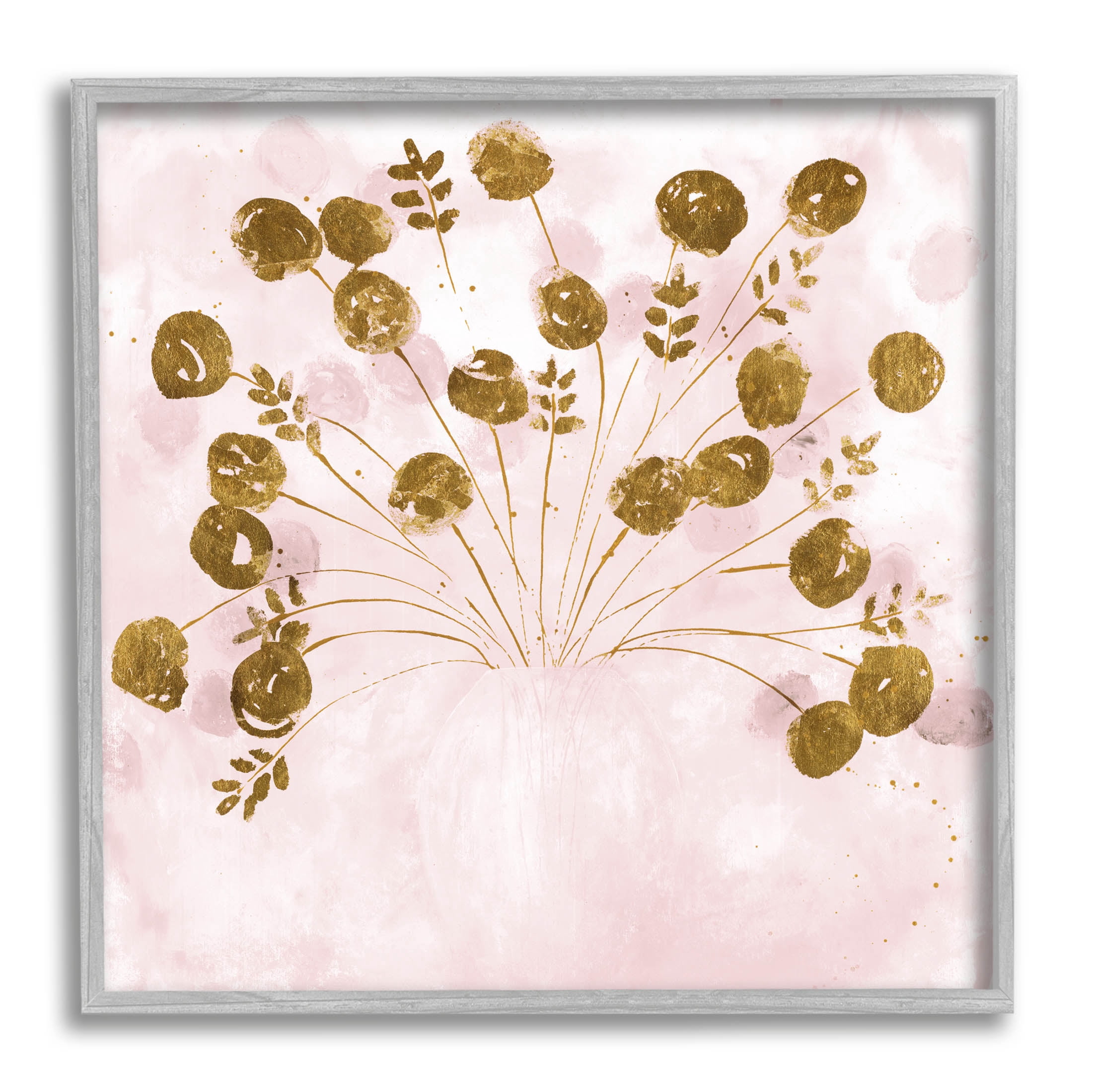 Stupell Industries Pink Floral Bouquet Arrangement Graphic Art Gray Framed Art Print Wall Art, Design by Ruth Fromstein