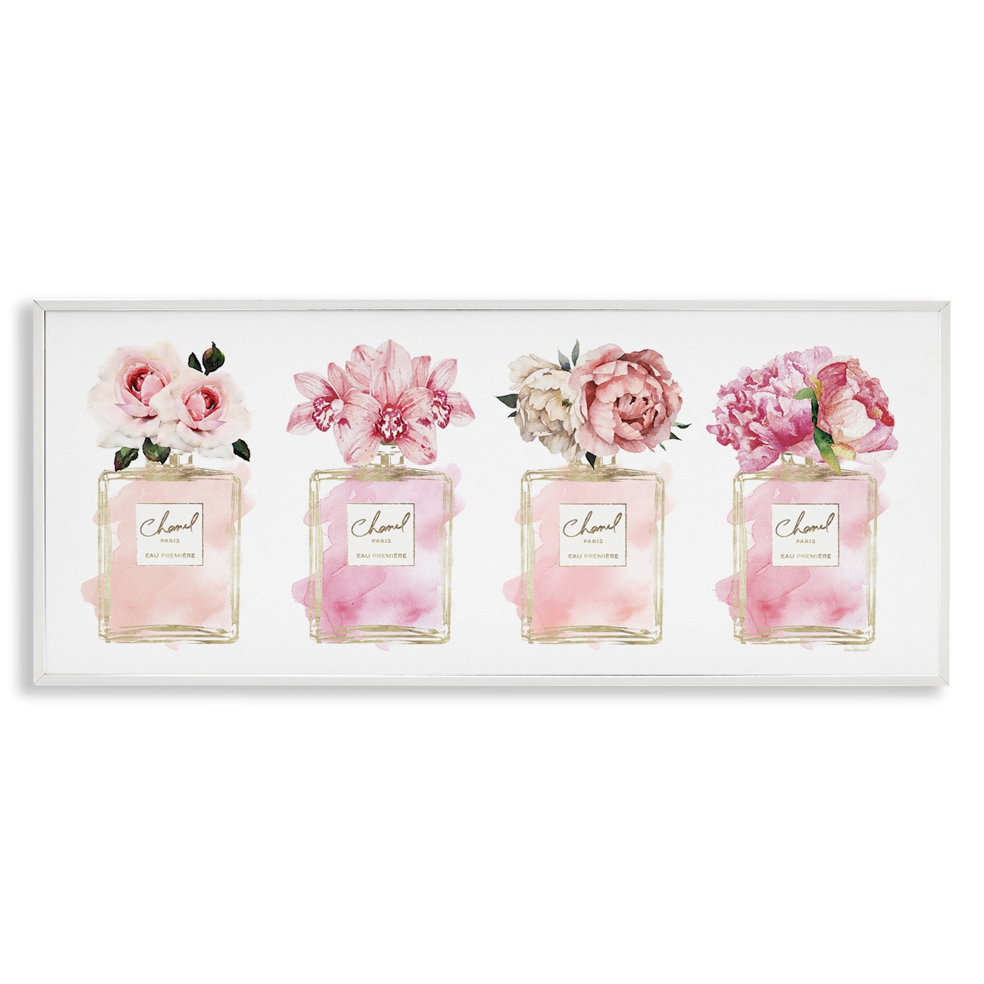 Stupell Industries Pink Floral Bouquets Glam Designer Fashion Jars, 13 x 30,Design by Amanda Greenwood