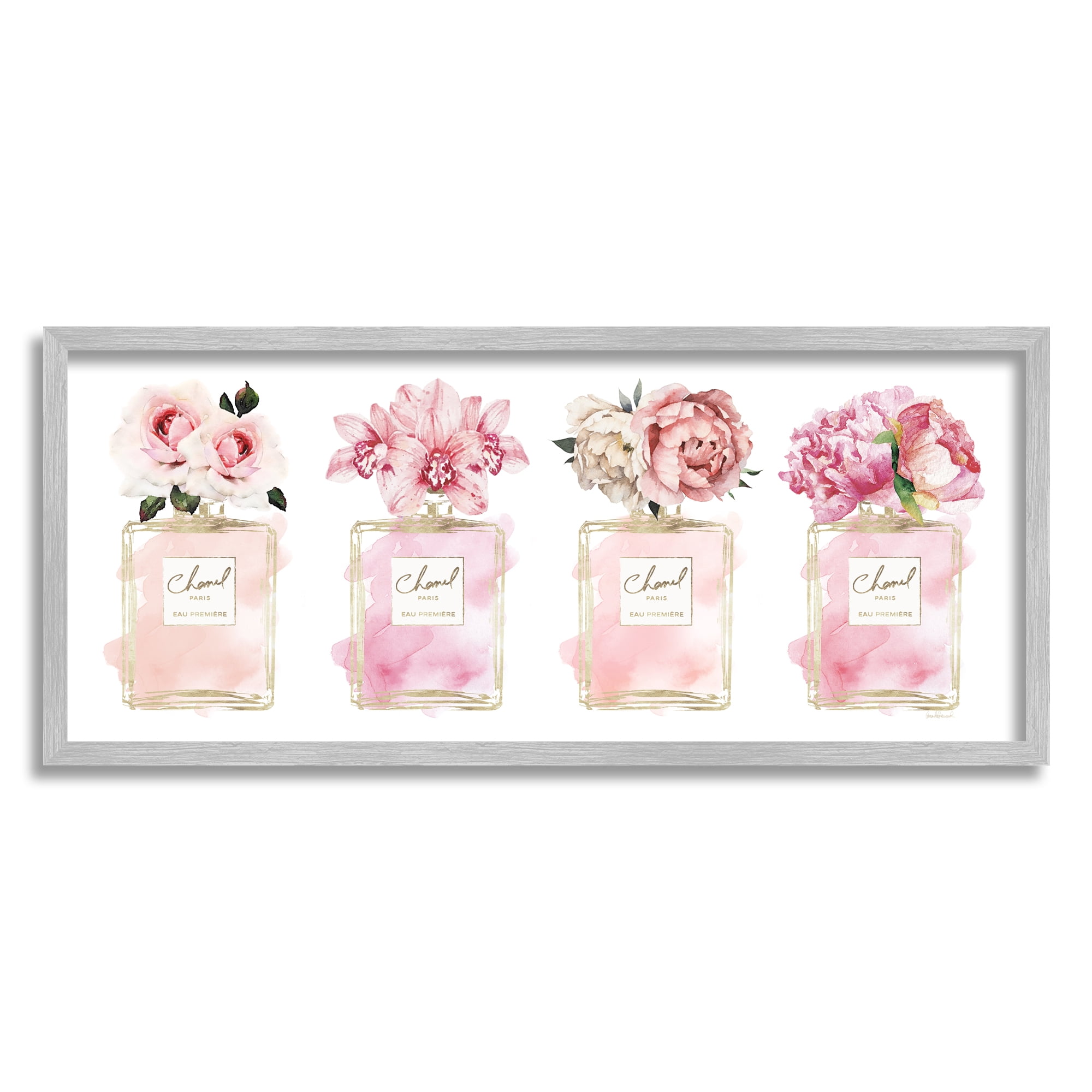 Stupell Industries Pink Floral Bouquets Glam Designer Fashion Jars, 13 x 30,Design by Amanda Greenwood