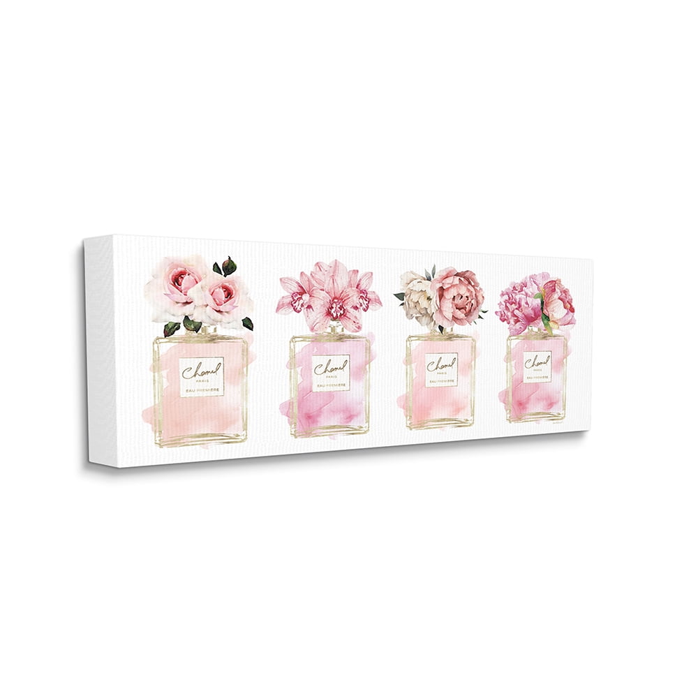 Pink Floral Bouquets Abstract Canvas Wall Art, 13x30