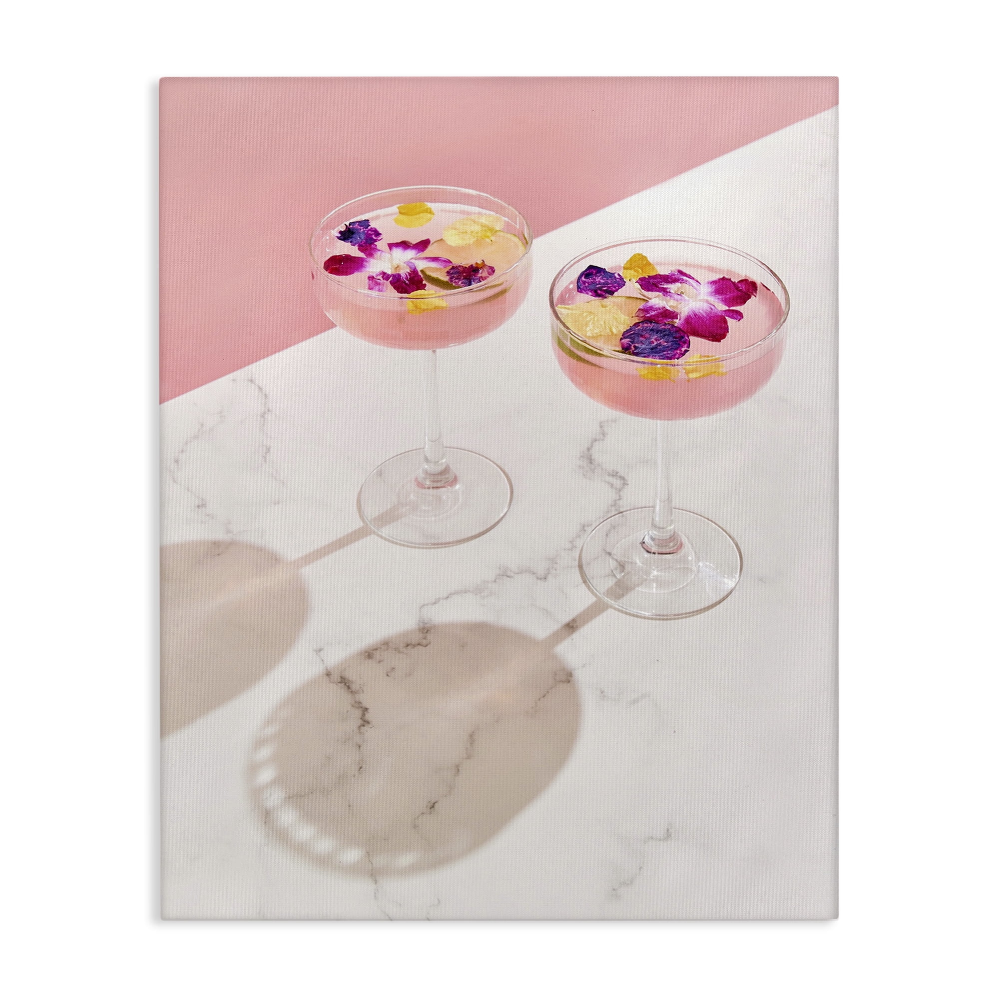 Stupell Industries Pink Floral Cocktails Food & Beverage Painting Gallery Wrapped Canvas Art Print Wall Art, 36 x 48