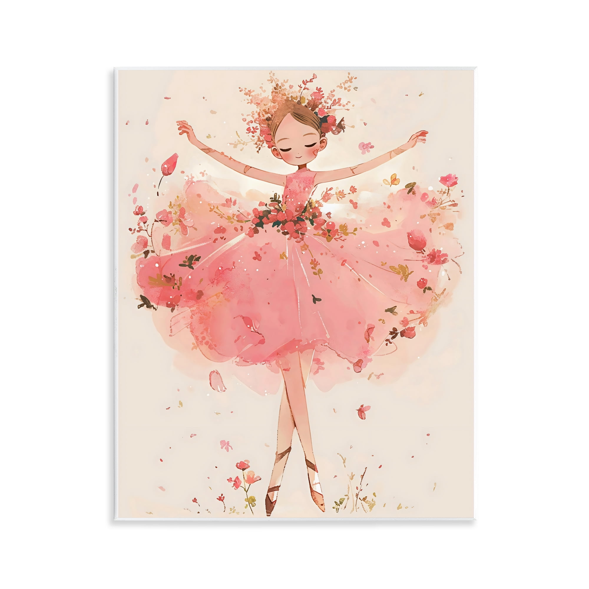 Stupell Industries Pink Floral Dress Ballerina Wall Plaque Art, design by Creative Studio