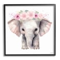 thumbnail image 1 of Stupell Industries Pink Floral Elephant Animals & Insects Painting Black Framed Art Print Wall Art, 17 x 17, 1 of 9