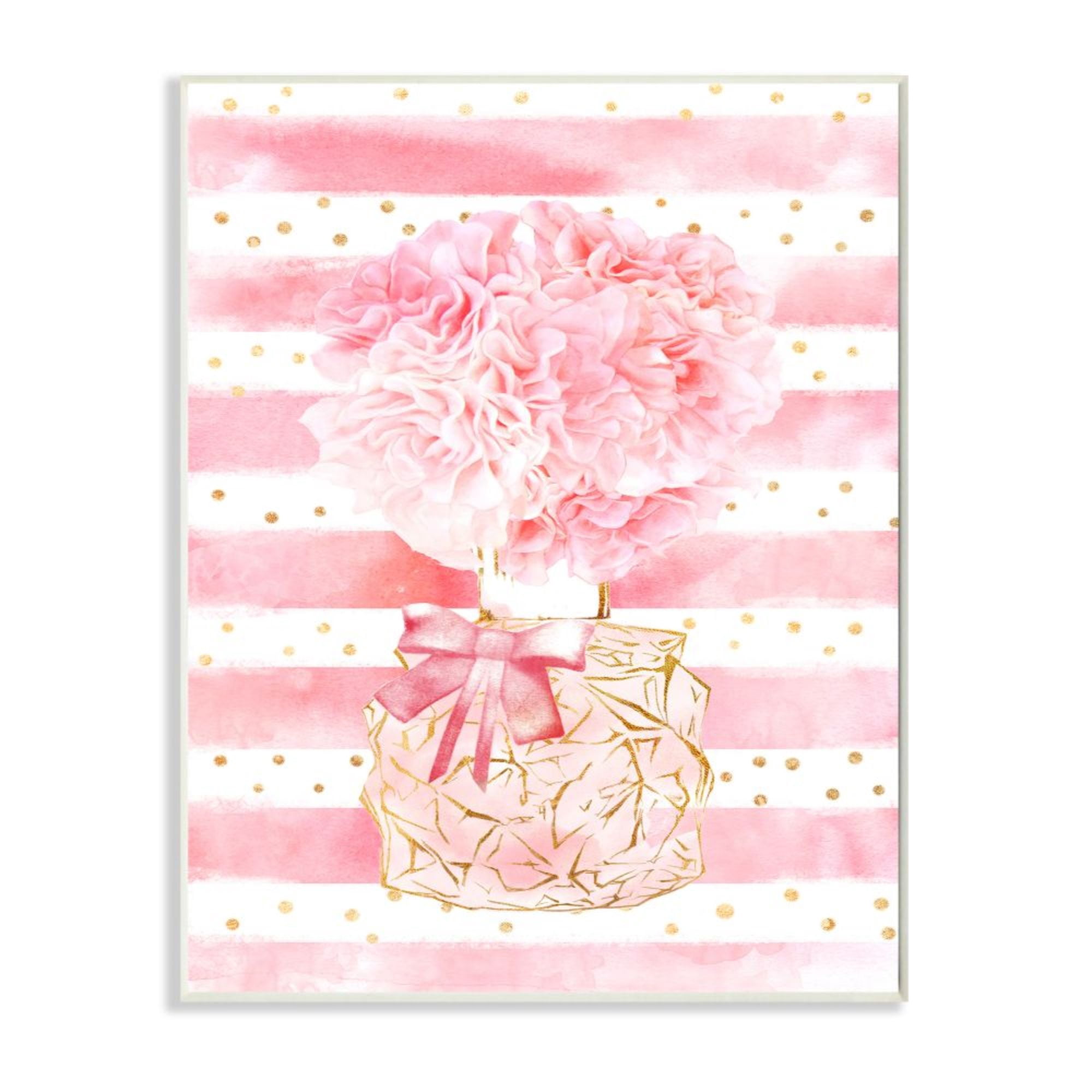 Stupell Industries Pink Floral Fashion Bouquet Polka Dot Stripes Design by Ziwei Li