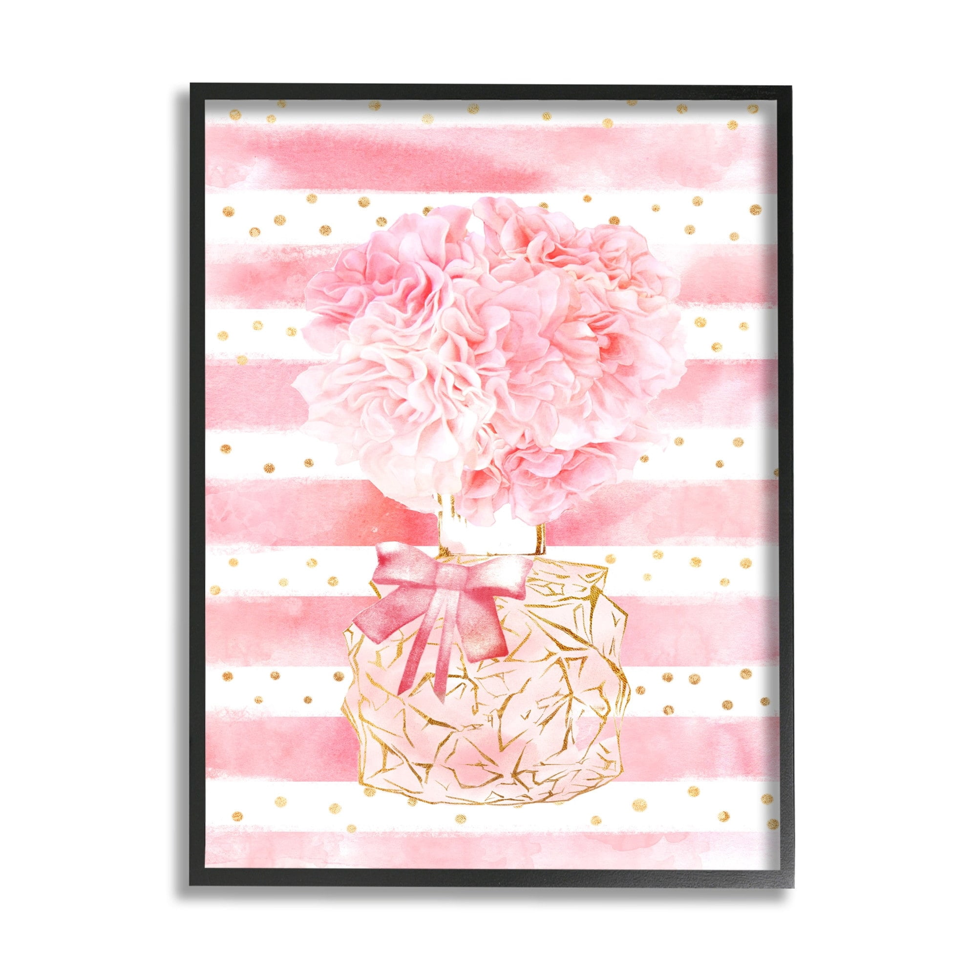 Stupell Industries Pink Floral Fashion Bouquet Polka Dot Stripes Design by Ziwei Li