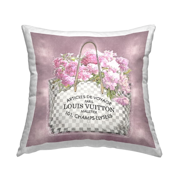 Stupell Industries Pink Floral Handbag Decorative Printed Throw Pillow, 18 x 18
