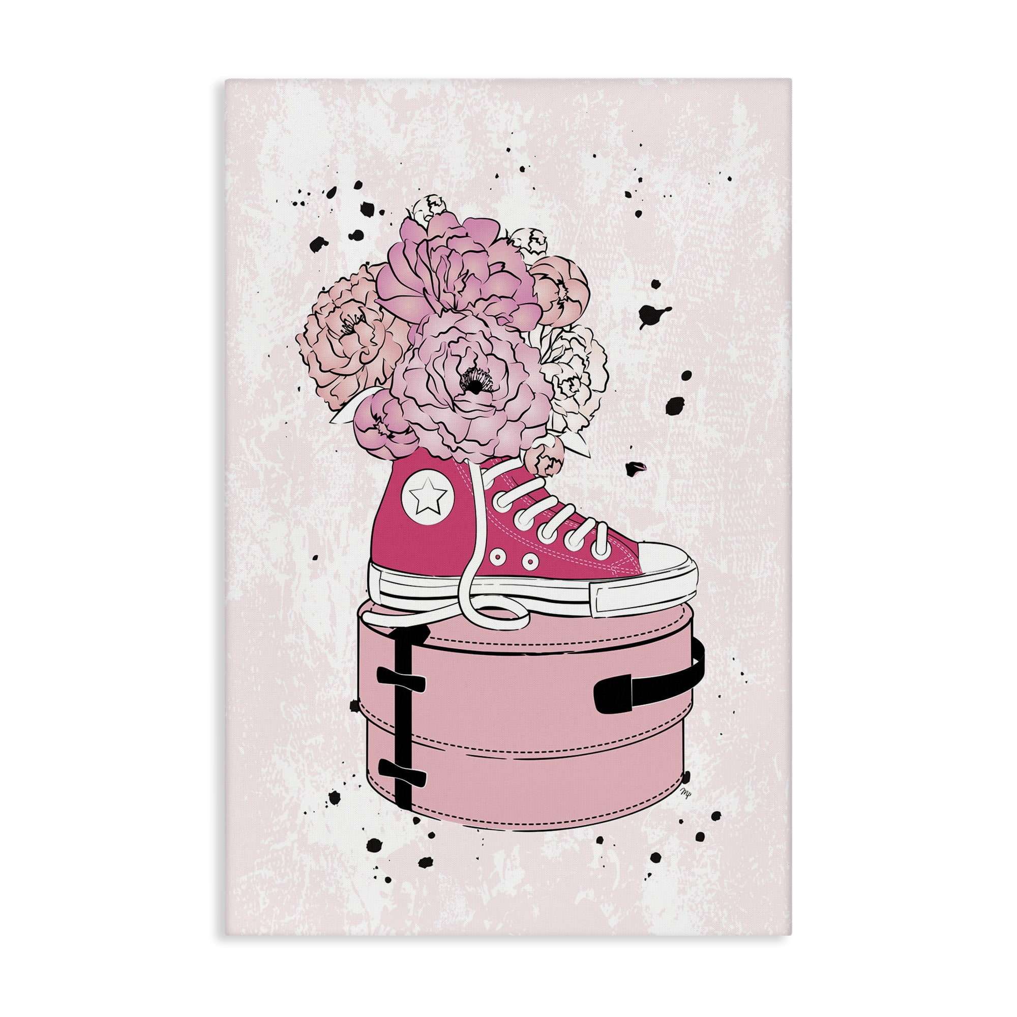 Stupell Industries Pink Floral Sneaker Beauty & Fashion Painting Gallery Wrapped Canvas Art Print Wall Art, 16 x 24