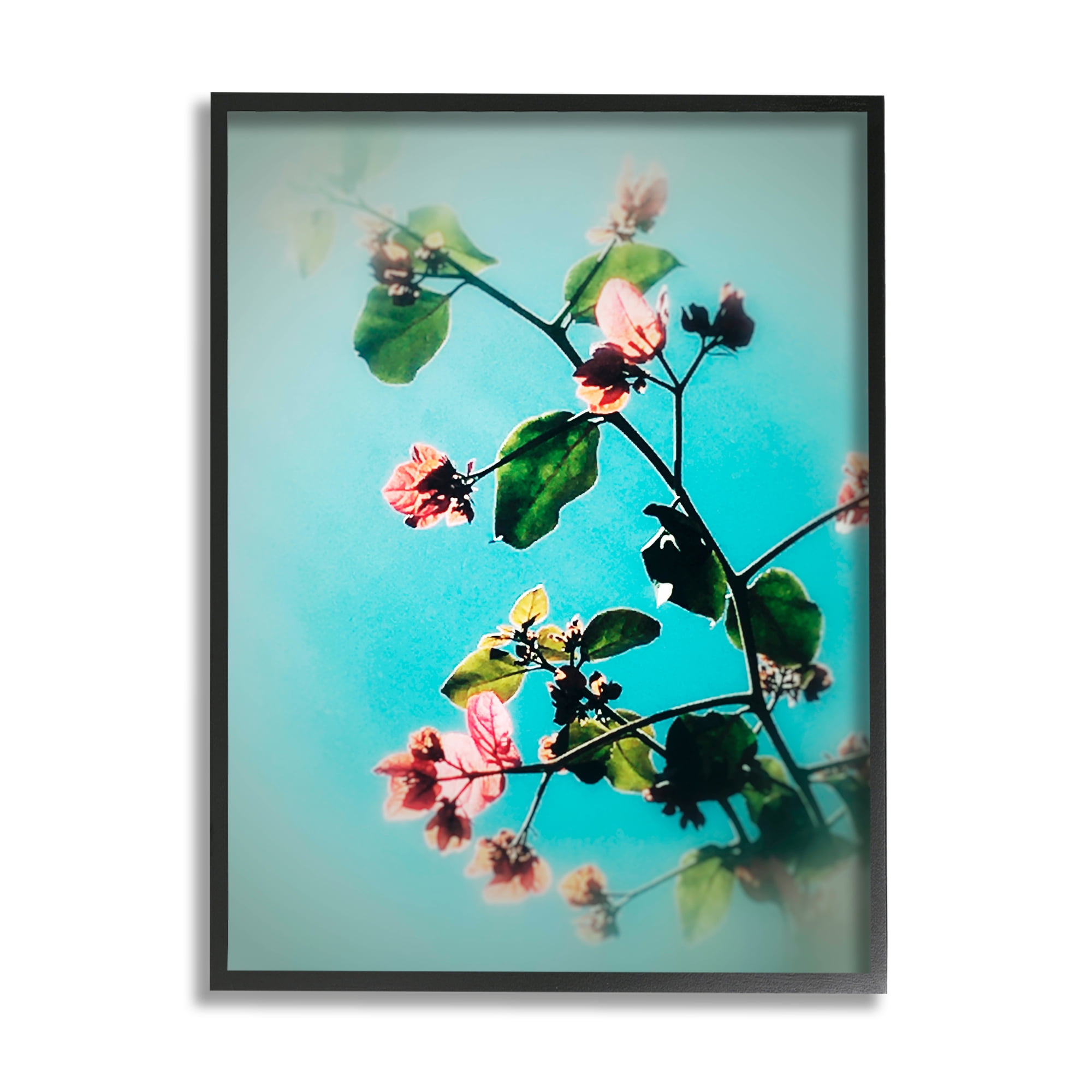 Stupell Industries Pink Florals Blossoming on Tree Branches Spring Bloom Botanical & Floral Photography Black Framed Art Print Wall Art, 24 x 30