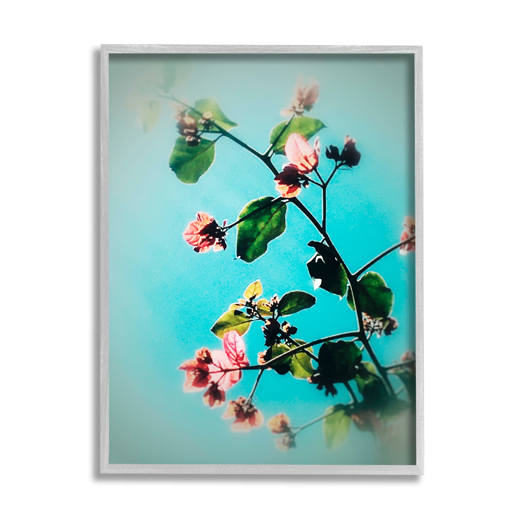 Stupell Industries Pink Florals Blossoming on Tree Branches Spring Bloom Botanical & Floral Photography Gray Framed Art Print Wall Art, 11 x 14