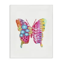 Stupell Industries Pink Florals Butterfly Animals & Insects Painting Gallery Wrapped Canvas Art Print Wall Art, 16 x 20