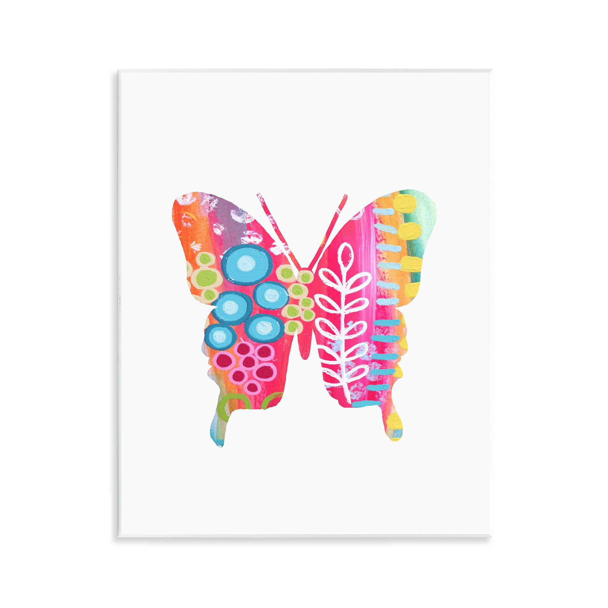 Stupell Industries Pink Florals Butterfly Animals & Insects Painting Unframed Art Print Wall Art, 11 x 14