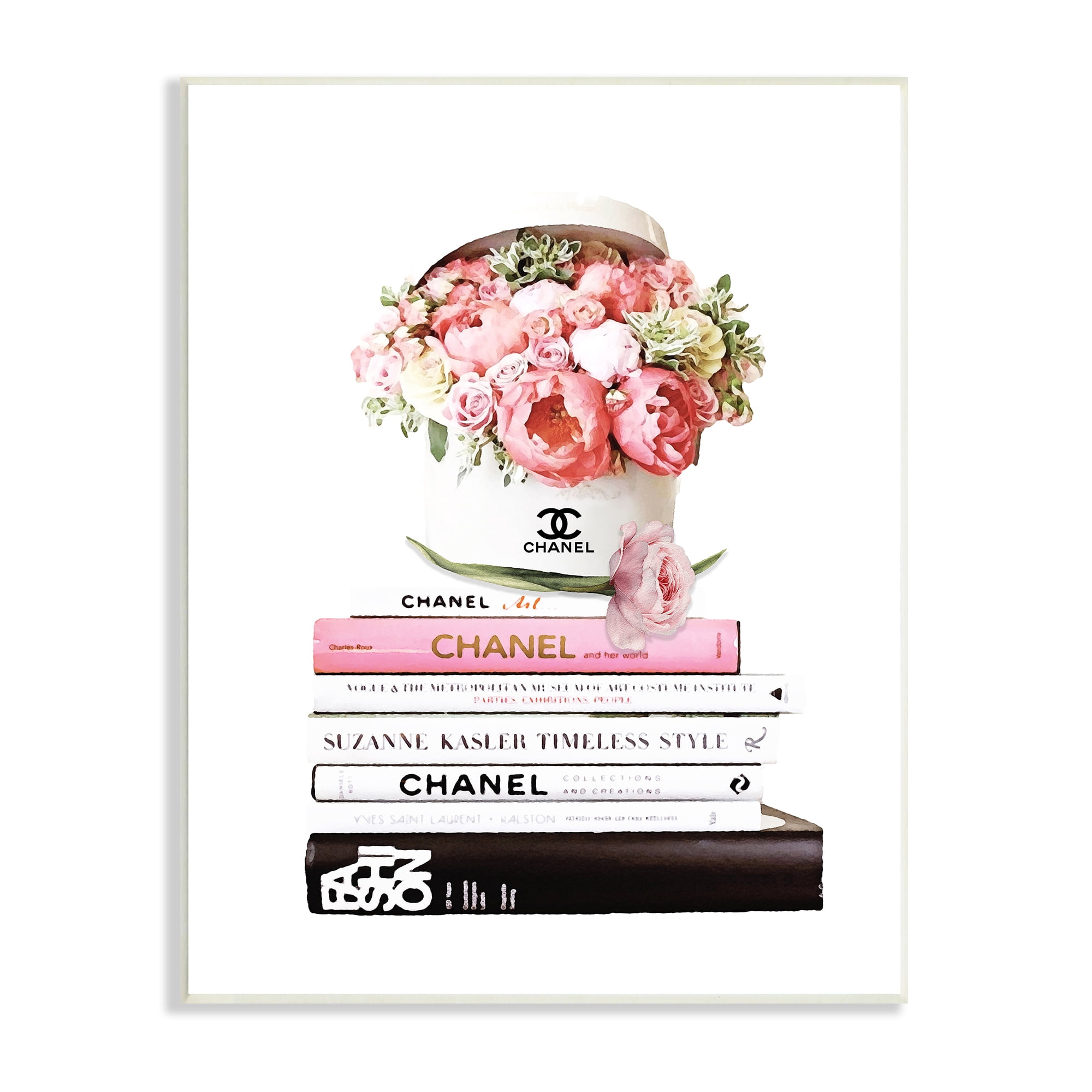 Stupell Industries Pink Florals in Hat Box Glam Fashion Books, 13 x 19, Designed by Ros Ruseva