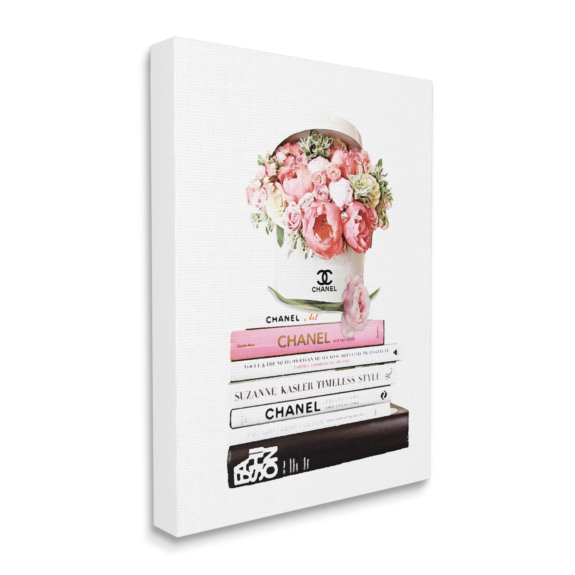 Stupell Industries Pink Florals in Hat Box Glam Fashion Books, 36 x 48, Designed by Ros Ruseva
