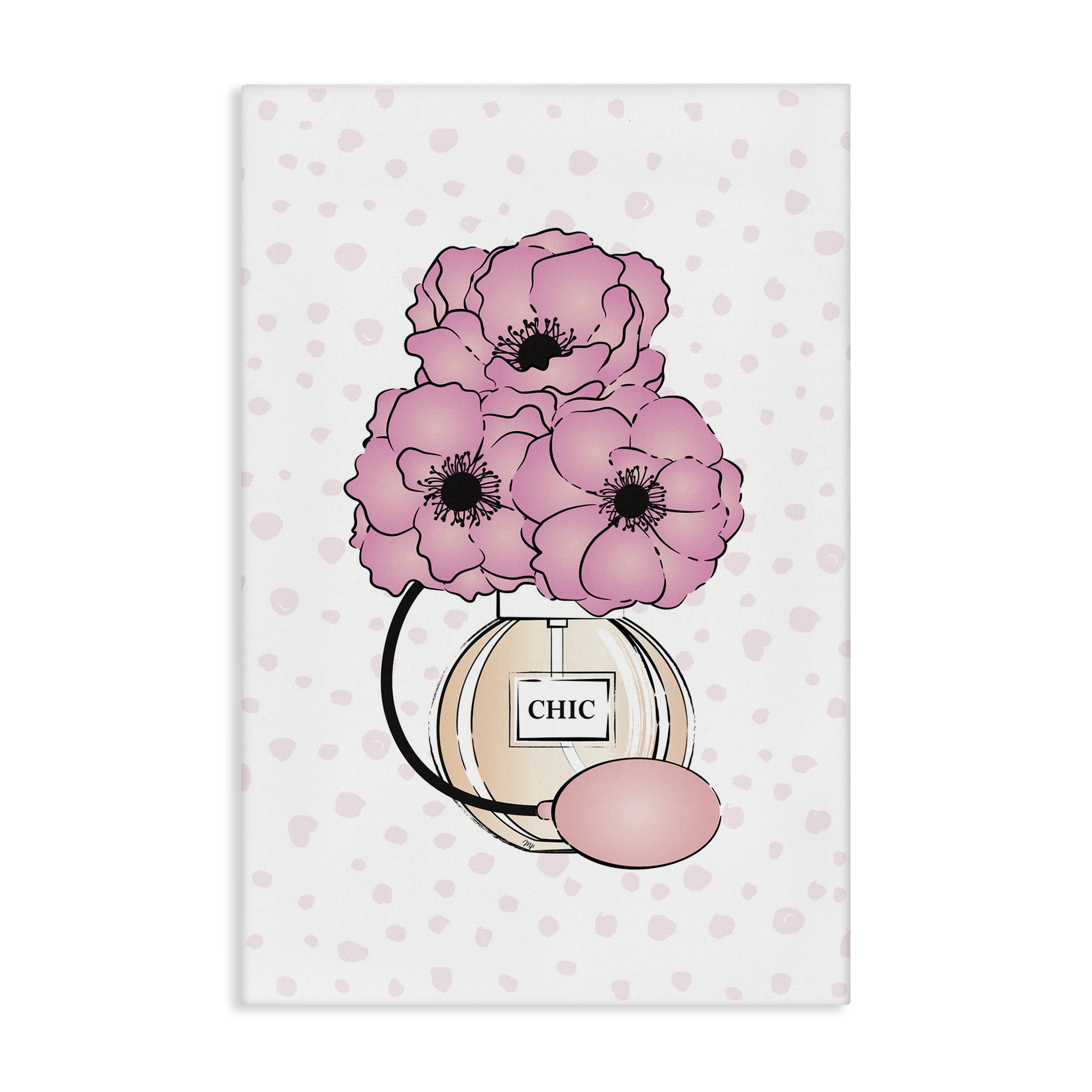 Stupell Industries Pink Florals in Perfume Botanical & Floral Painting Gallery Wrapped Canvas Art Print Wall Art, 16 x 24