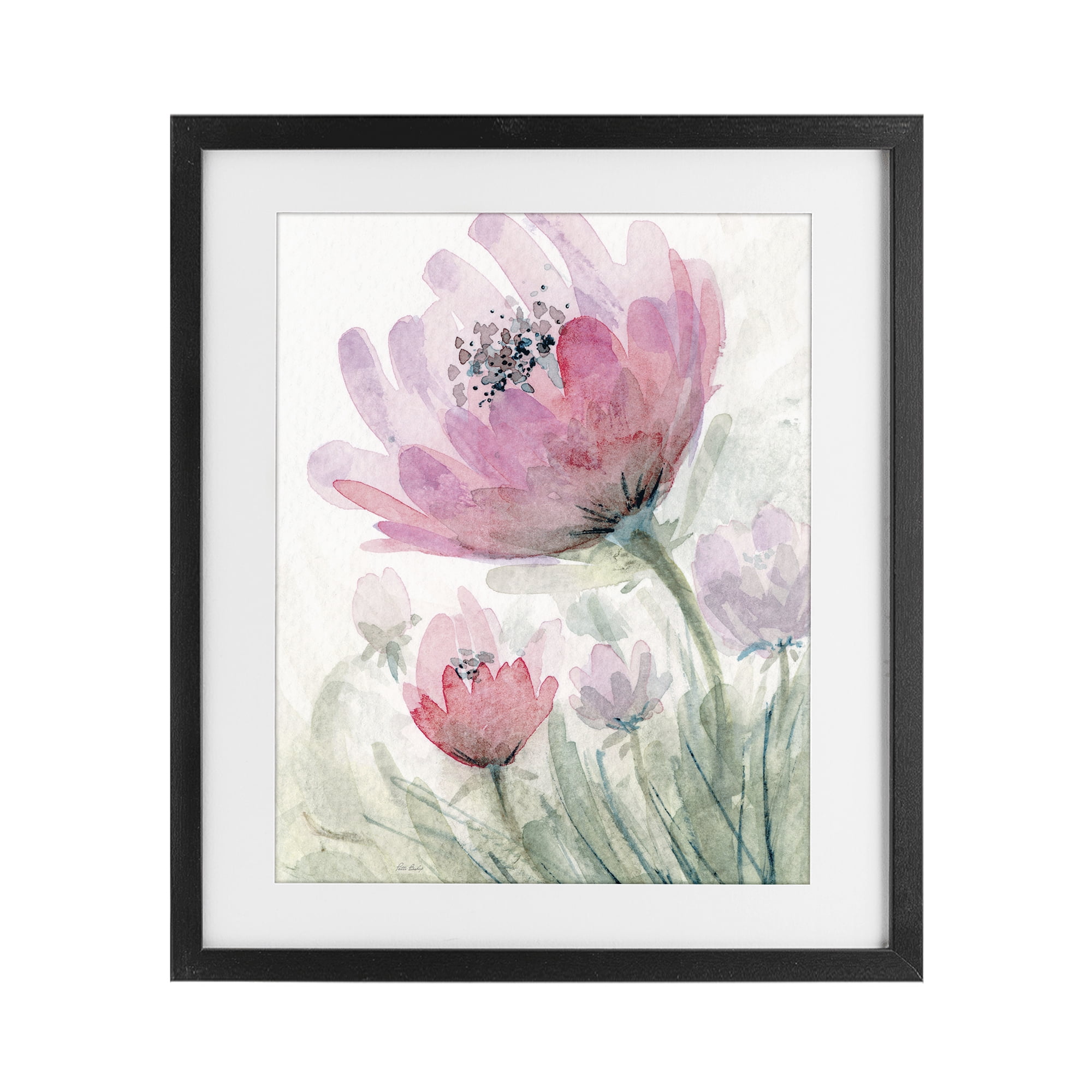 Stupell Industries Pink Flower Blossoms Black Framed Print Under Glass, design by Patti Bishop