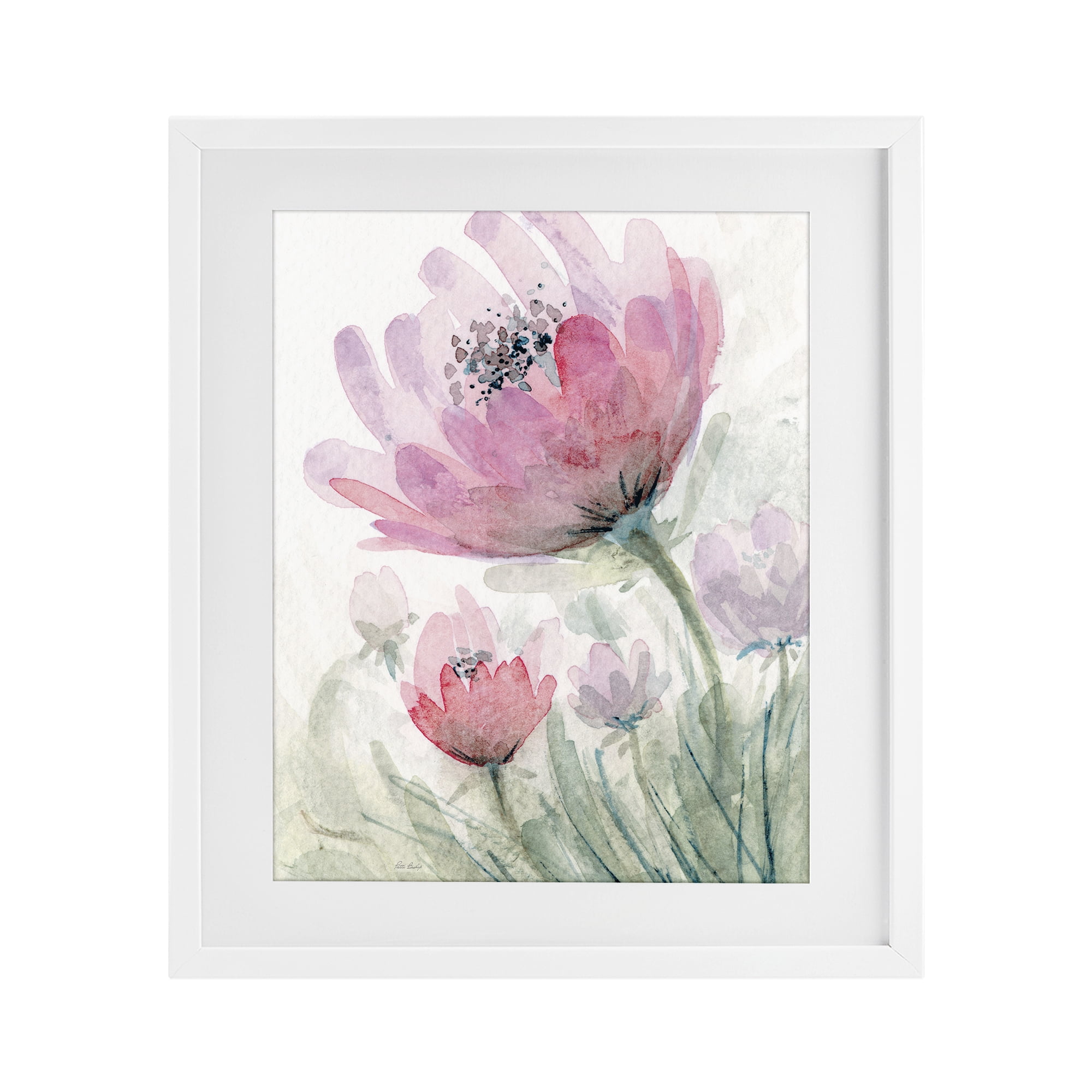 Stupell Industries Pink Flower Blossoms White Framed Print Under Glass, design by Patti Bishop