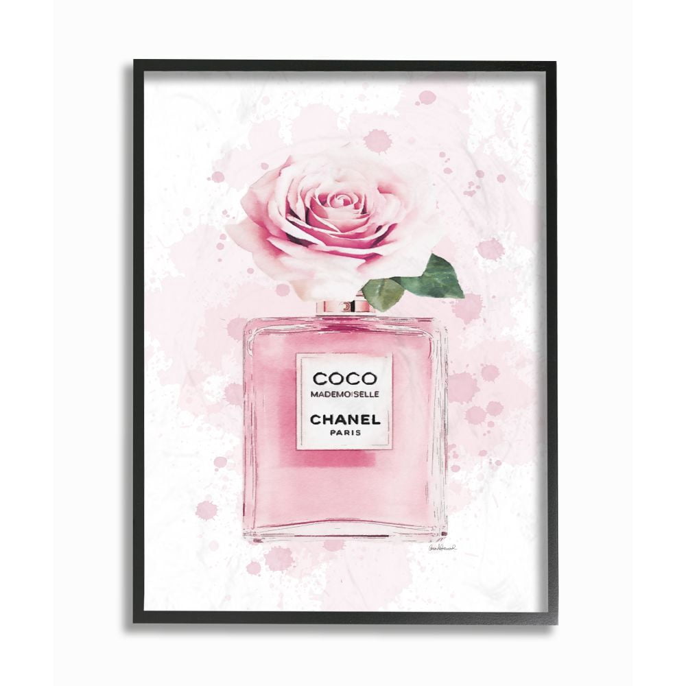 Stupell Industries Pink Flower Perfume Fashion Glam Design Framed Wall Art by Amanda Greenwood