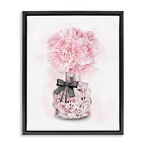 Stupell Industries Pink Flower Perfume Glam Fashion Design Jet Black Framed Floating Canvas Wall Art, 16x20, by Ziwei Li