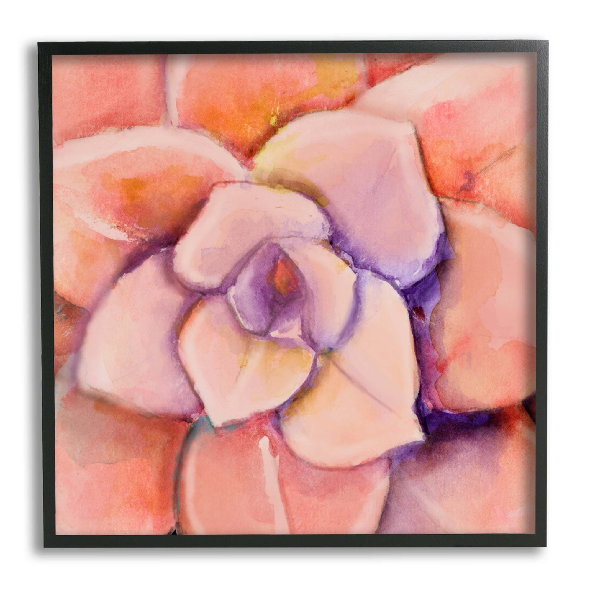 Stupell Industries Pink Flower Petals Painting Botanical & Floral Painting Black Framed Art Print Wall Art, 17 x 17