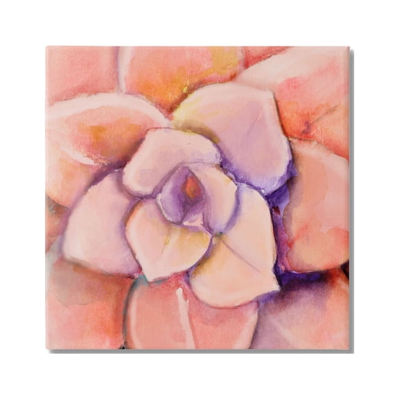 Stupell Industries Pink Flower Petals Painting Botanical & Floral Painting Gallery Wrapped Canvas Print Wall Art, 17 x 17