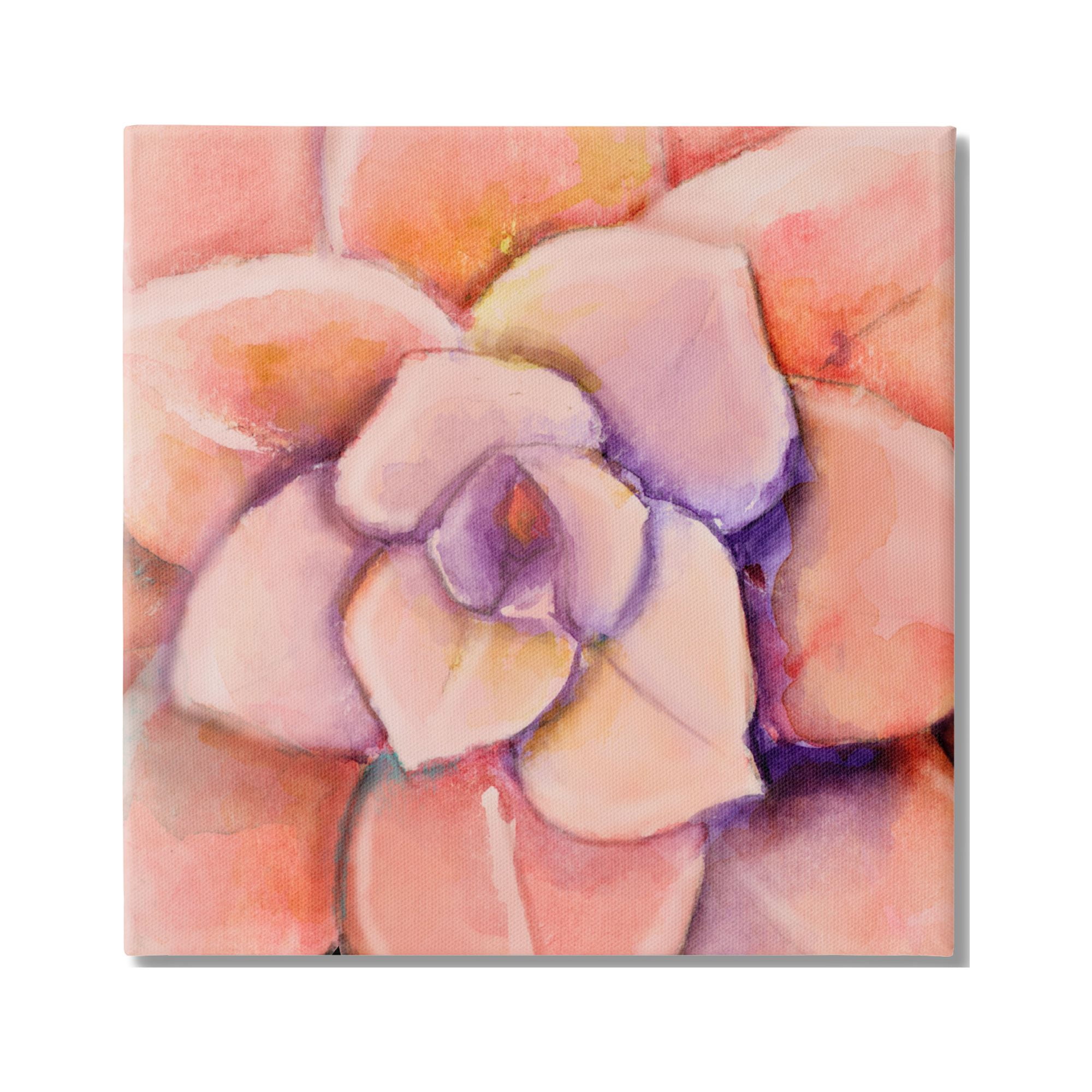 Stupell Industries Pink Flower Petals Painting Botanical & Floral Painting Gallery Wrapped Canvas Print Wall Art, 30 x 30