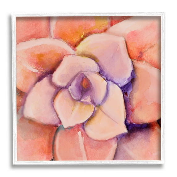 Stupell Industries Pink Flower Petals Painting Botanical & Floral Painting White Framed Art Print Wall Art, 12 x 12