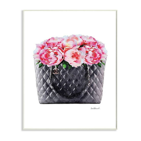 Stupell Industries Pink Flower Purse Glam Fashion Watercolor Design Wall Plaque by Amanda Greenwood