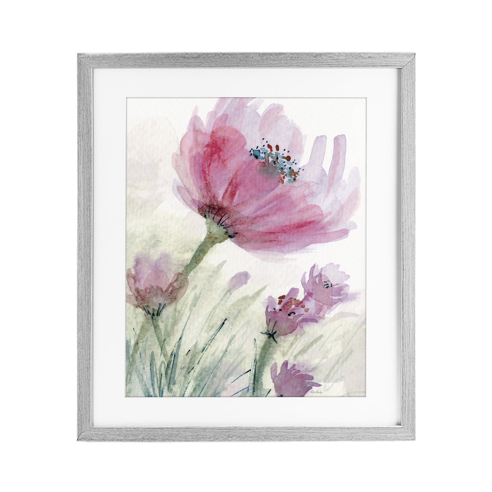 Stupell Industries Pink Flower & Speckled Stamen Gray Framed Print Under Glass, design by Patti Bishop