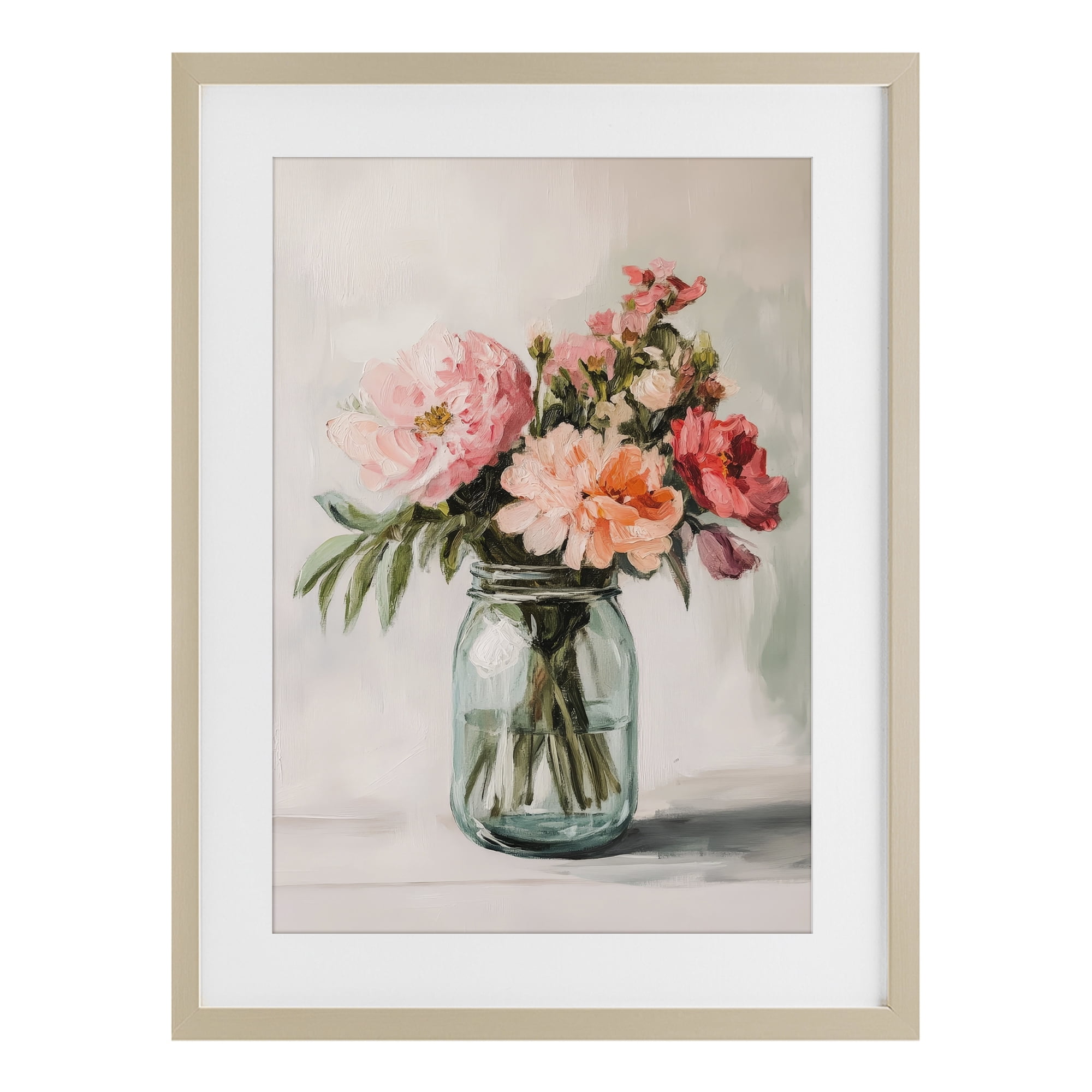 Stupell Industries Pink Flower Stems in Jar Birch Framed Print Under Glass, design by Petal Prints Design