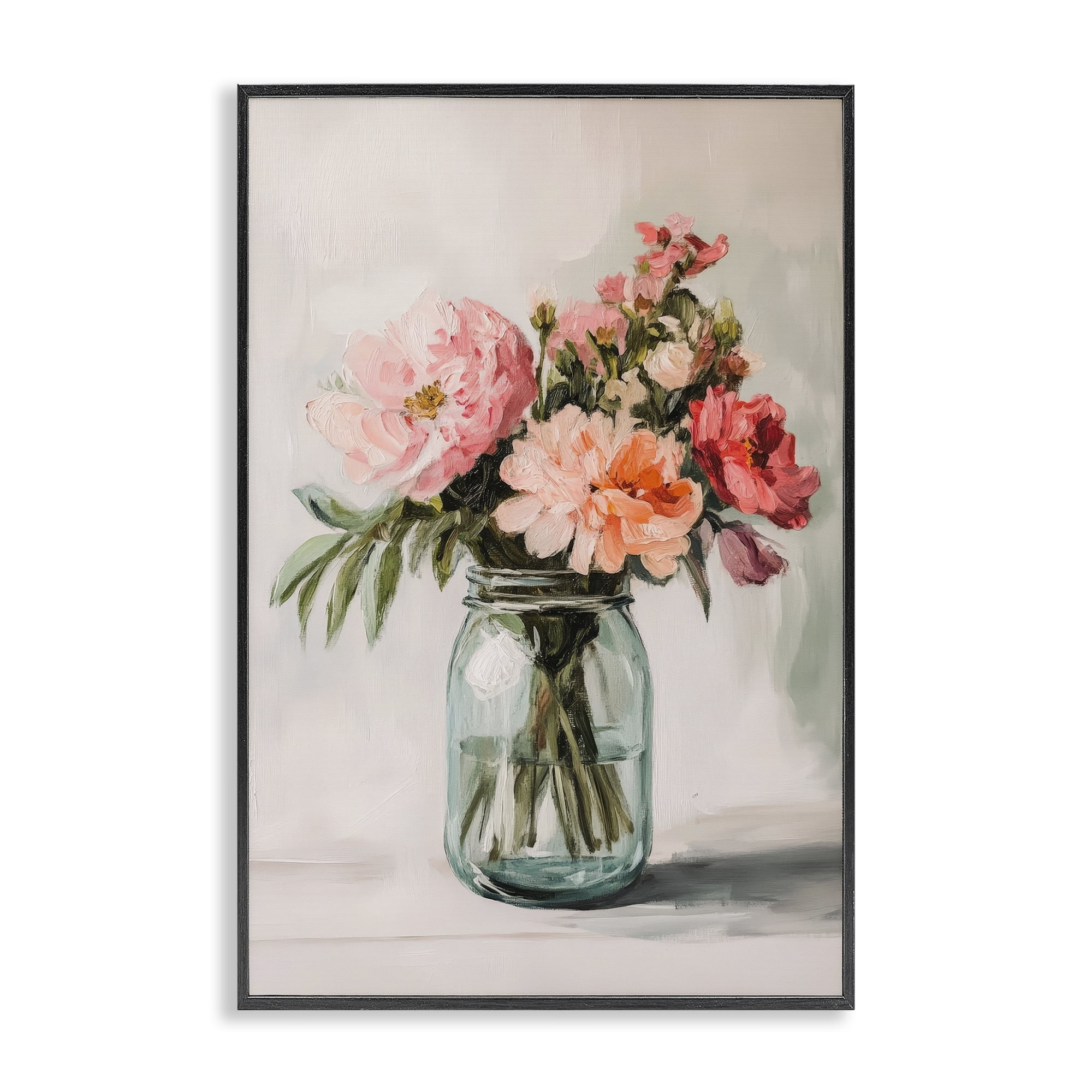 Stupell Industries Pink Flower Stems in Jar Black Framed Giclee Art, design by Petal Prints Design