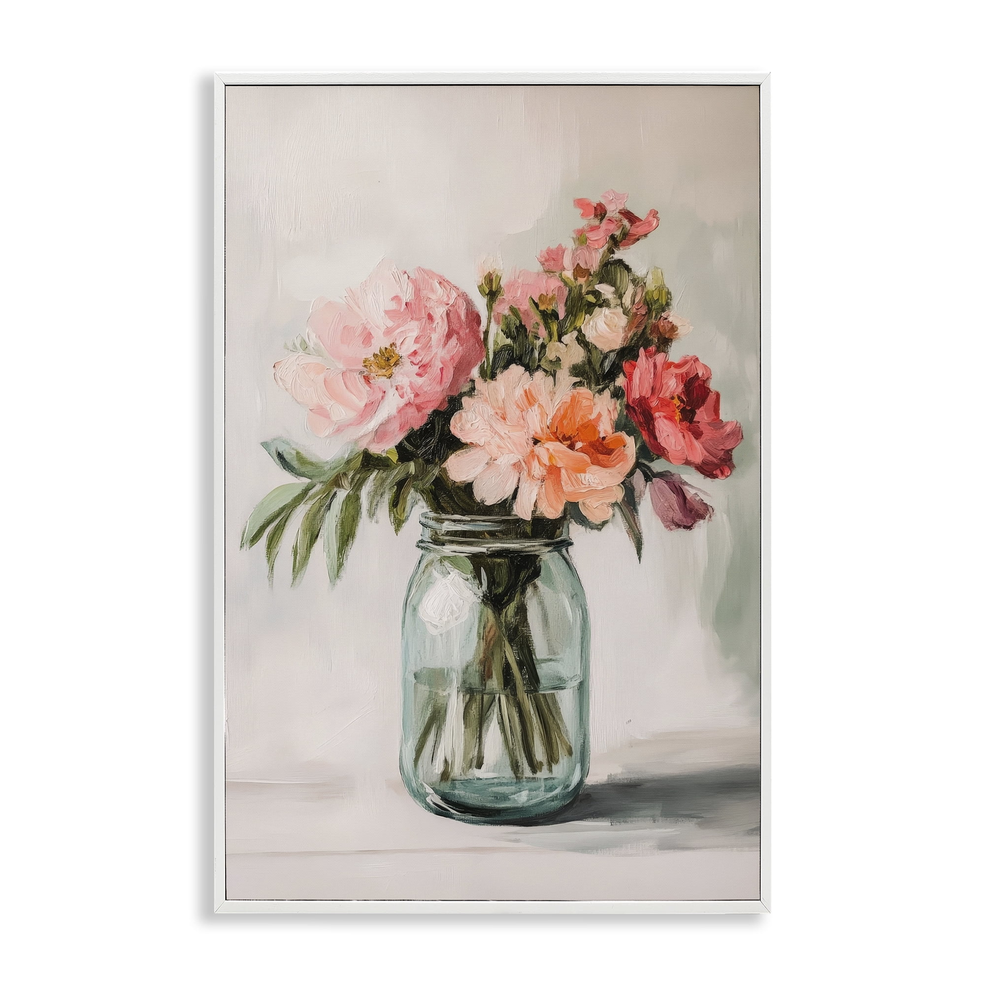 Stupell Industries Pink Flower Stems in Jar White Framed Giclee Art, design by Petal Prints Design