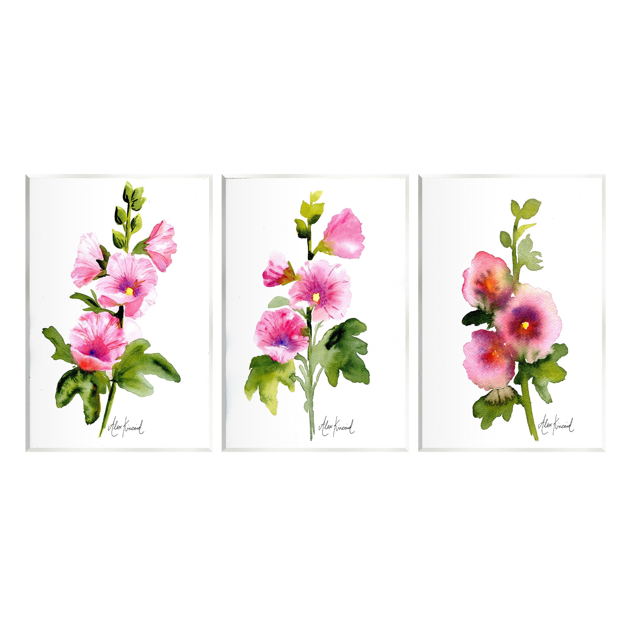 Stupell Industries Pink Flower Watercolors Botanical & Floral Painting Unframed Art Print Wall Art, 13 x 19, Set of 3