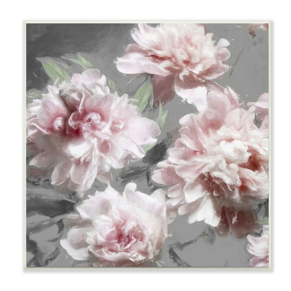Stupell Industries Pink Flowers On Neutral Grey Painting Wall Plaque by Shawna Sullivan
