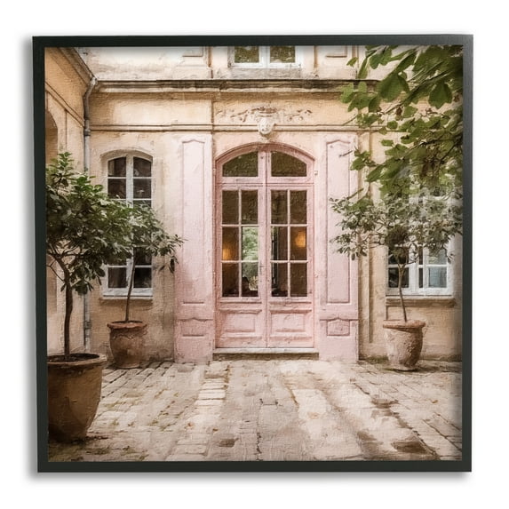 Stupell Industries Pink French Doors Travel & Places Photography Black Framed Art Print Wall Art, 17 x 17