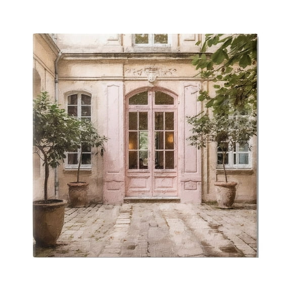 Stupell Industries Pink French Doors Travel & Places Photography Gallery Wrapped Canvas Art Print Wall Art, 17 x 17
