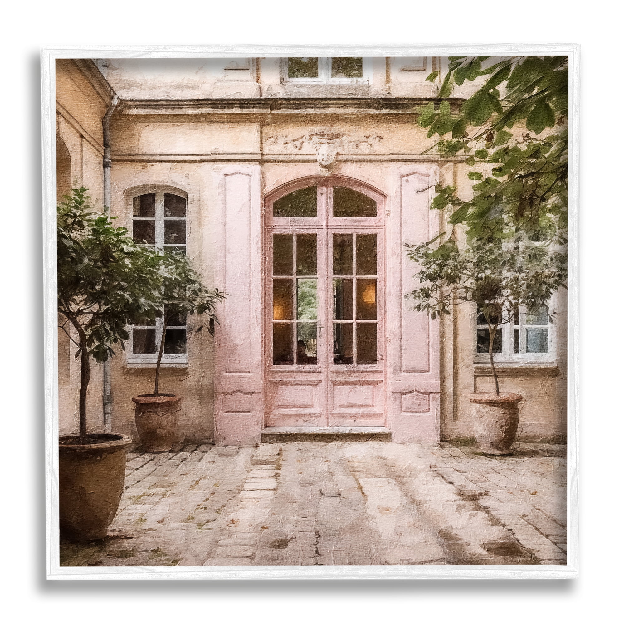 Stupell Industries Pink French Doors Travel & Places Photography White Framed Art Print Wall Art, 17 x 17