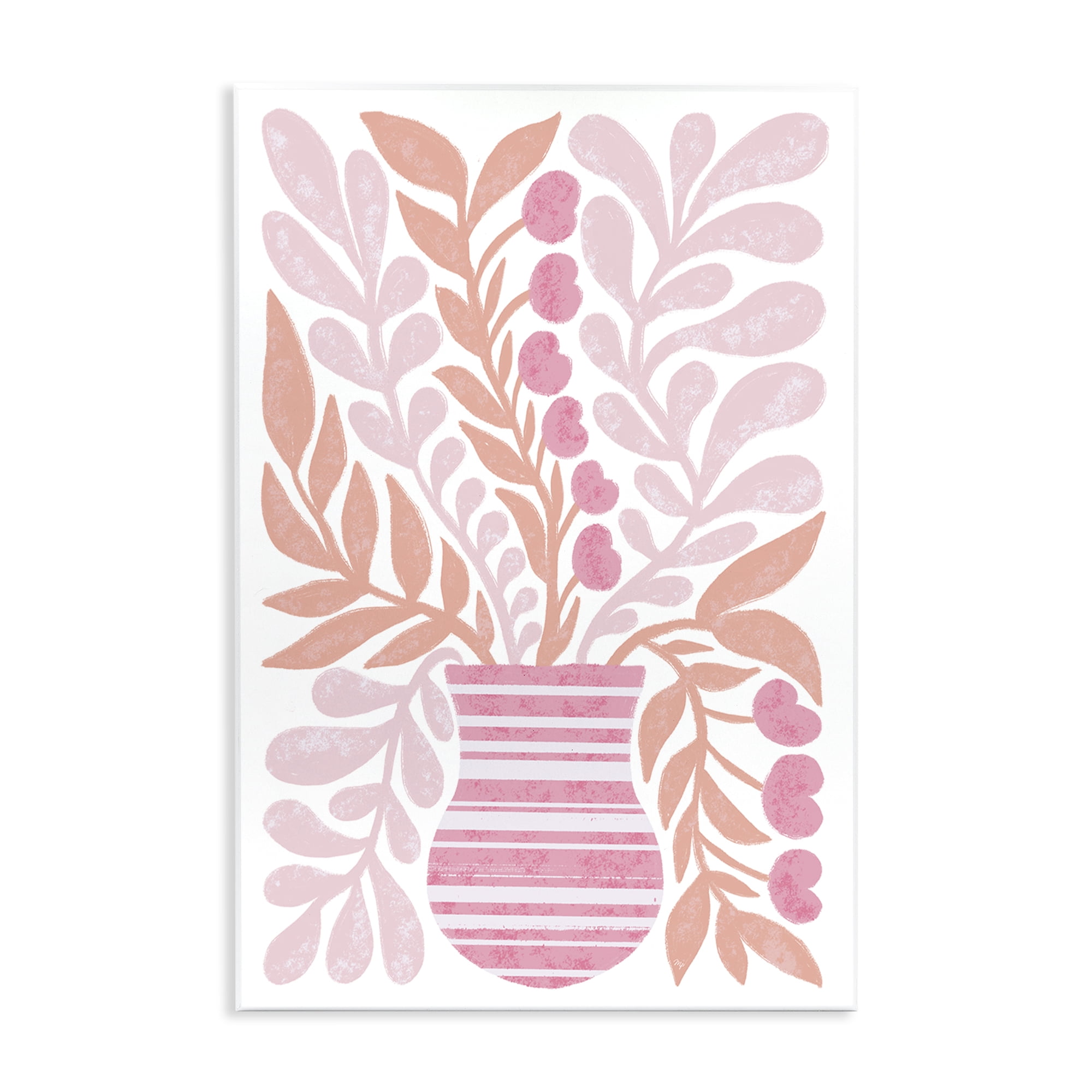 Stupell Industries Pink Fronds Vase Plants & Flowers Painting Unframed Art Print Wall Art, 10 x 15