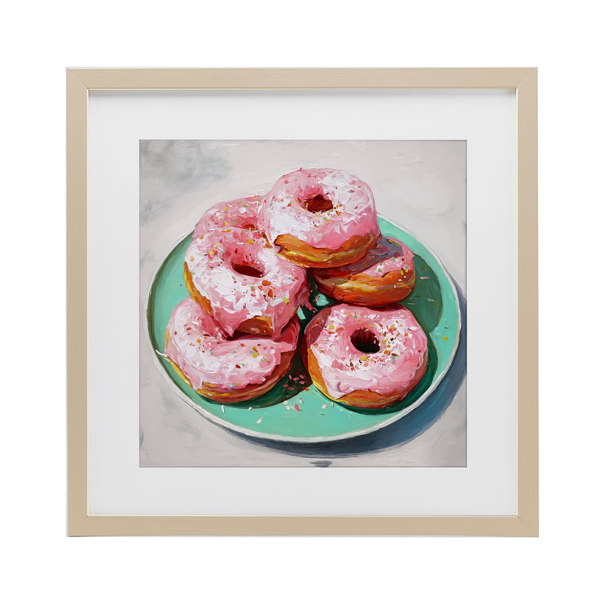 Stupell Industries Pink Frosted Donuts Birch Framed Print Under Glass, design by Tina LeCour