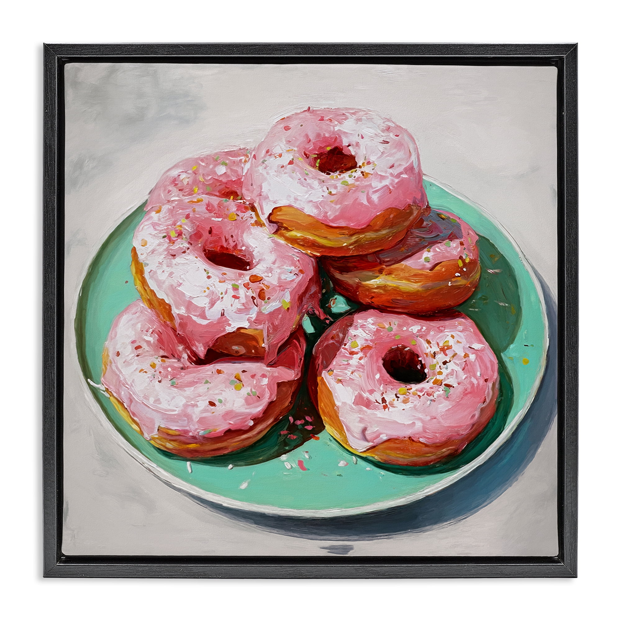 Stupell Industries Pink Frosted Donuts Black Framed Floater Canvas Wall Art, design by Tina LeCour