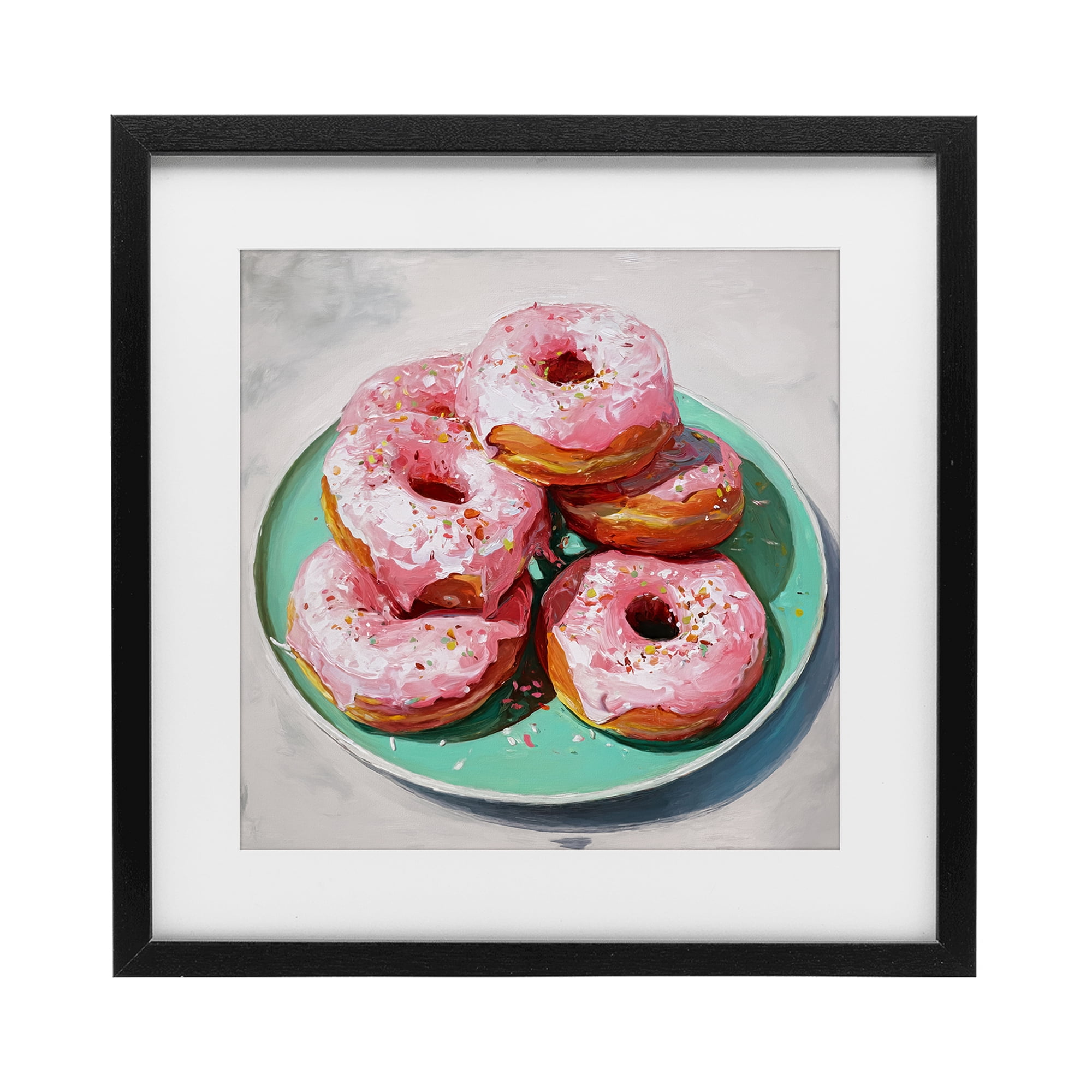 Stupell Industries Pink Frosted Donuts Black Framed Print Under Glass, design by Tina LeCour
