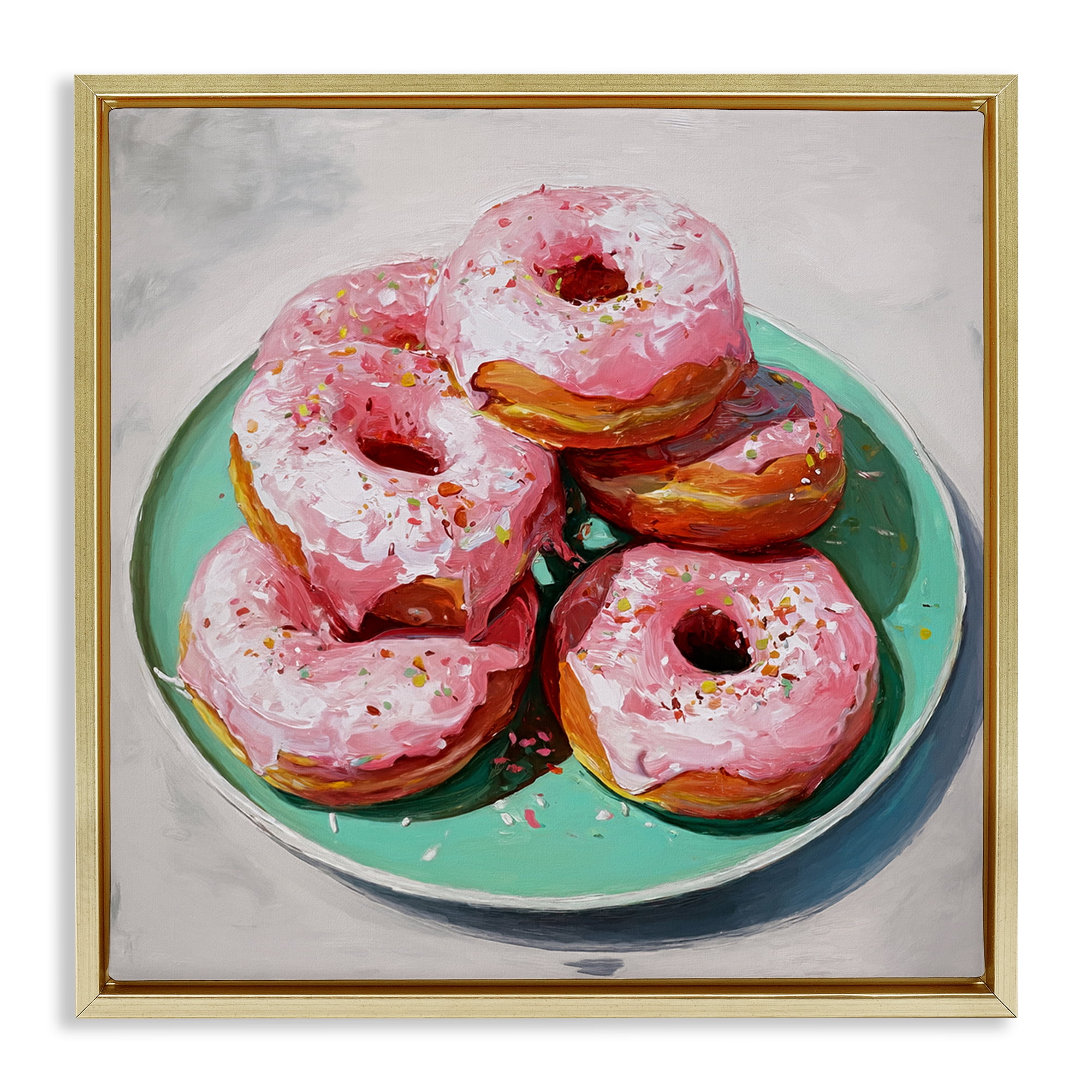 Stupell Industries Pink Frosted Donuts Gold Framed Floater Canvas Wall Art, design by Tina LeCour